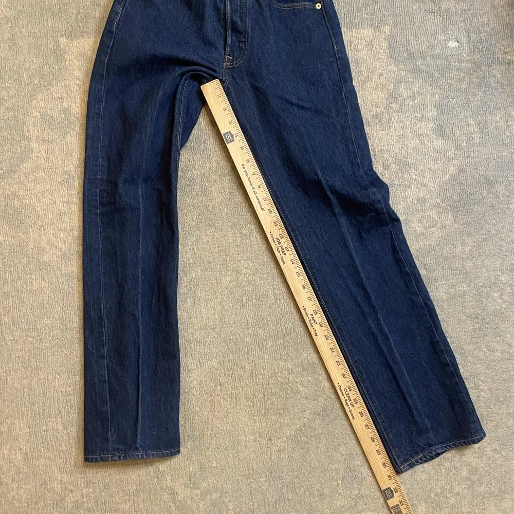 Levis 501 Jeans Mens 27x31 Blue Dark Wash Straight 100% Cotton Denim Pants READ*